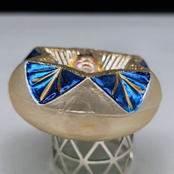 Inge Glas Round Indented Angel German Glass Christmas Ornament 3.5" - Picture 6 of 7